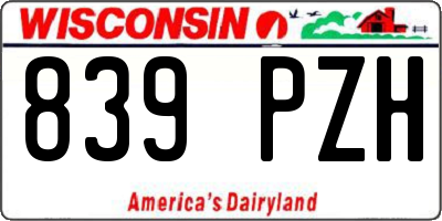WI license plate 839PZH