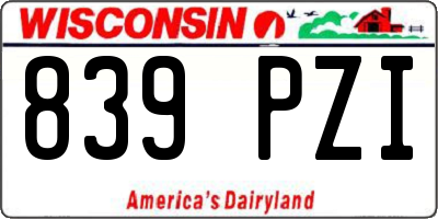 WI license plate 839PZI