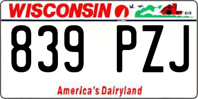 WI license plate 839PZJ