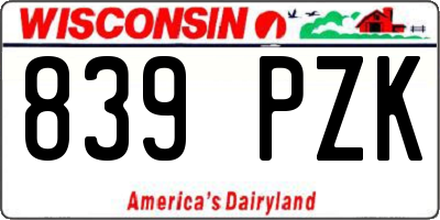 WI license plate 839PZK