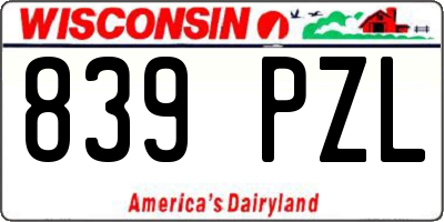 WI license plate 839PZL