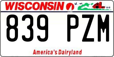 WI license plate 839PZM