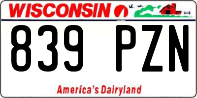WI license plate 839PZN