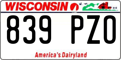 WI license plate 839PZO
