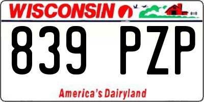 WI license plate 839PZP