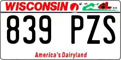 WI license plate 839PZS