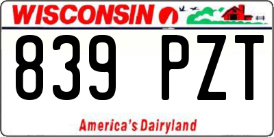 WI license plate 839PZT