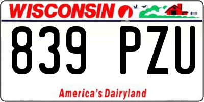WI license plate 839PZU