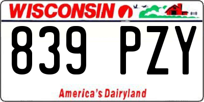 WI license plate 839PZY