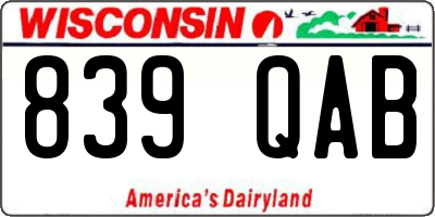 WI license plate 839QAB