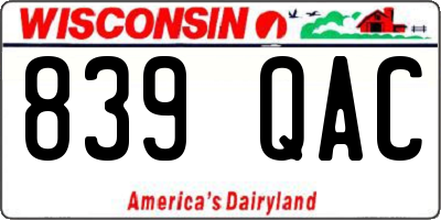 WI license plate 839QAC