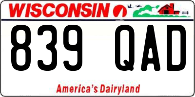 WI license plate 839QAD