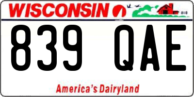 WI license plate 839QAE