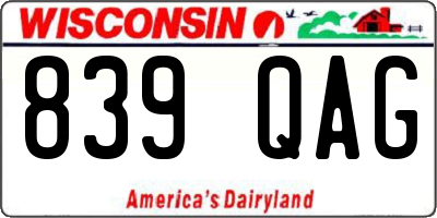 WI license plate 839QAG