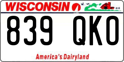 WI license plate 839QKO