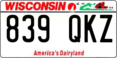 WI license plate 839QKZ