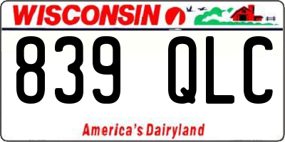 WI license plate 839QLC