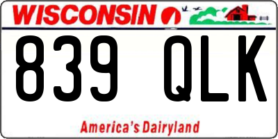 WI license plate 839QLK
