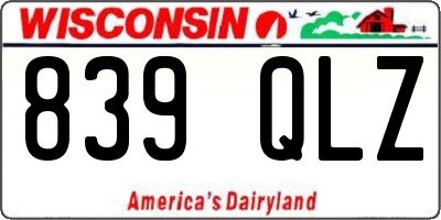 WI license plate 839QLZ