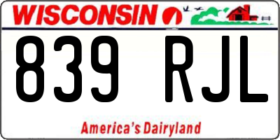 WI license plate 839RJL