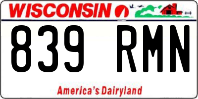 WI license plate 839RMN