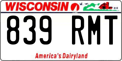 WI license plate 839RMT