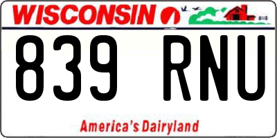 WI license plate 839RNU