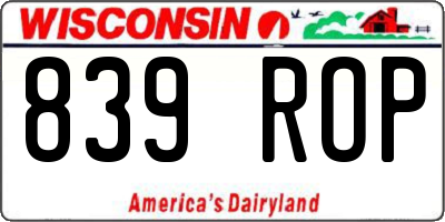 WI license plate 839ROP