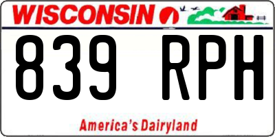 WI license plate 839RPH