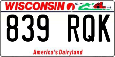 WI license plate 839RQK