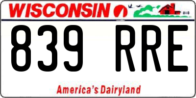 WI license plate 839RRE
