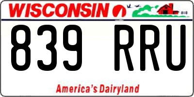 WI license plate 839RRU