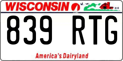 WI license plate 839RTG