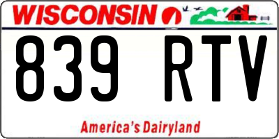 WI license plate 839RTV