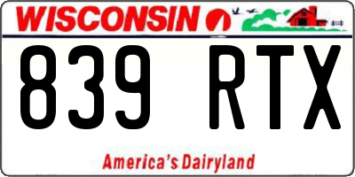 WI license plate 839RTX