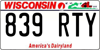 WI license plate 839RTY