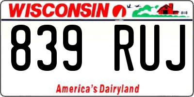 WI license plate 839RUJ