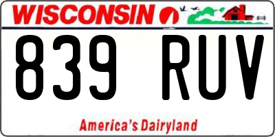 WI license plate 839RUV