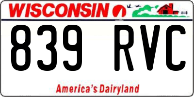 WI license plate 839RVC