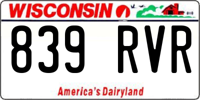 WI license plate 839RVR