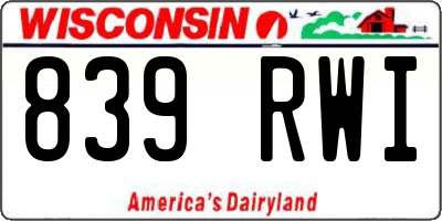 WI license plate 839RWI