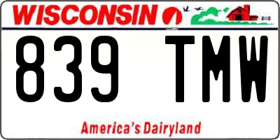 WI license plate 839TMW