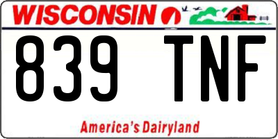 WI license plate 839TNF