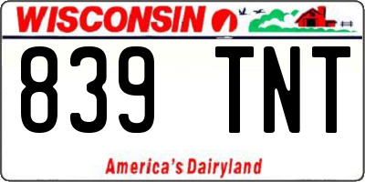 WI license plate 839TNT