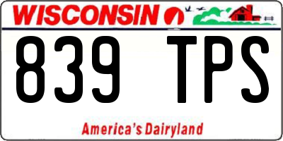 WI license plate 839TPS