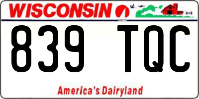 WI license plate 839TQC