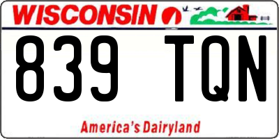 WI license plate 839TQN