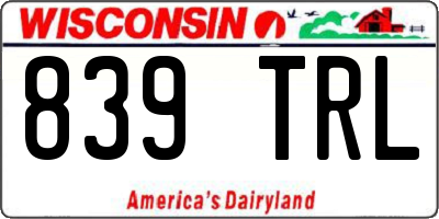 WI license plate 839TRL