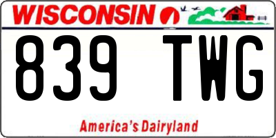 WI license plate 839TWG