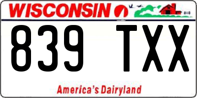 WI license plate 839TXX